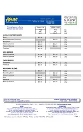 Ontario Stone Price Sheet